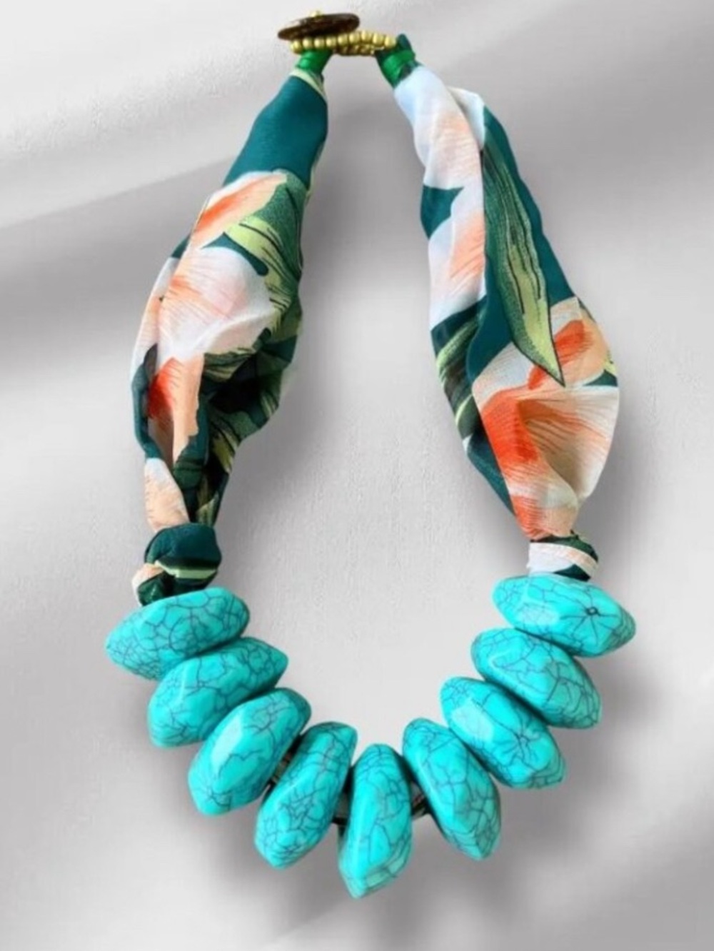 Turquoise Tango Statement Necklace Boutique Boho Tropical NWT